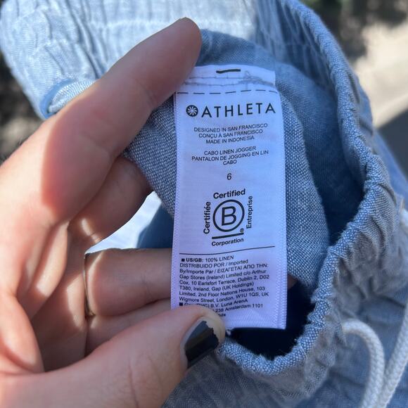 Athleta Cabo Linen Chambray Blue Jogger Size 6 - Picture 7 of 7